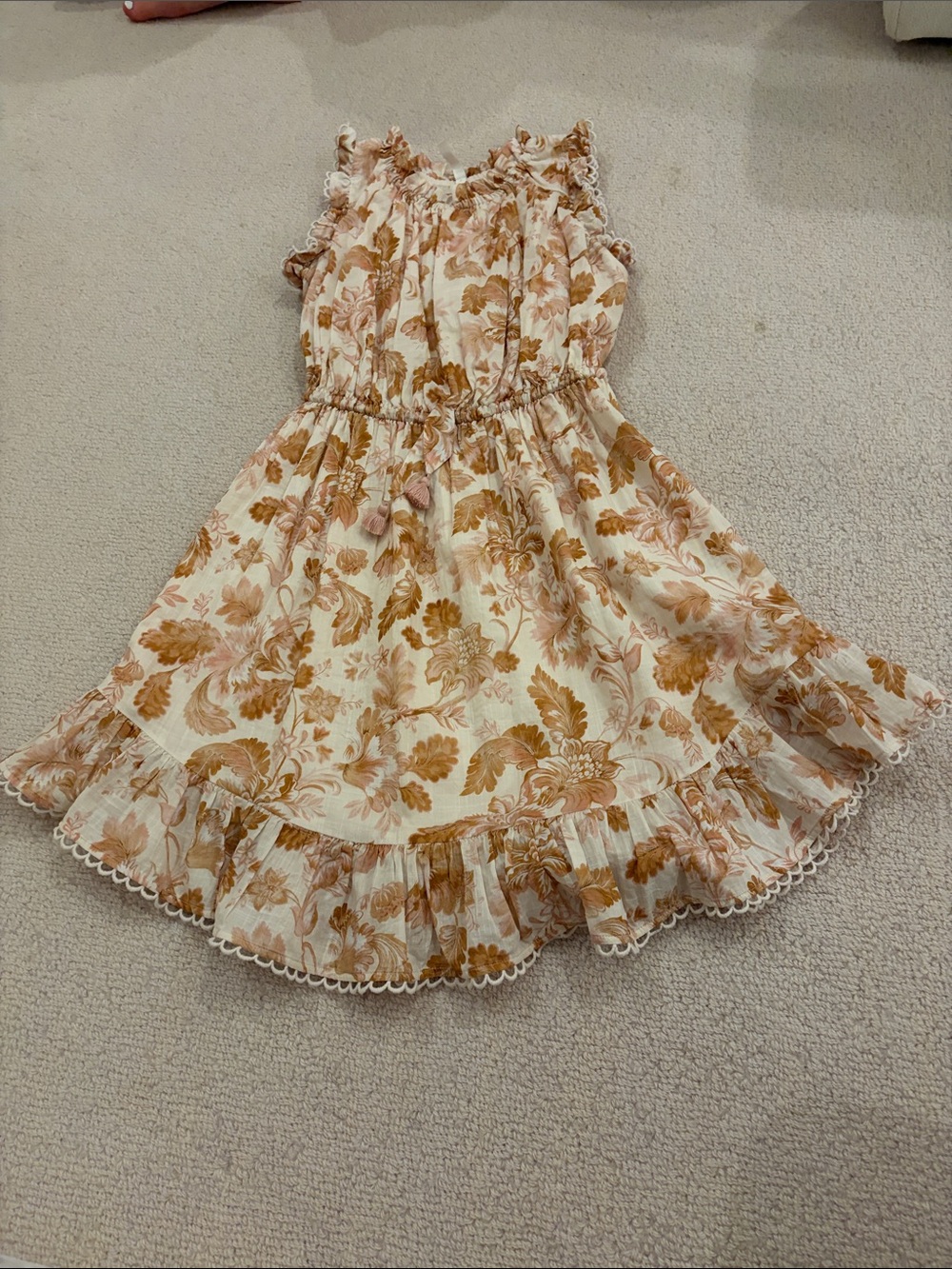 Zimmermann Cream Dress with Tan Floral Print